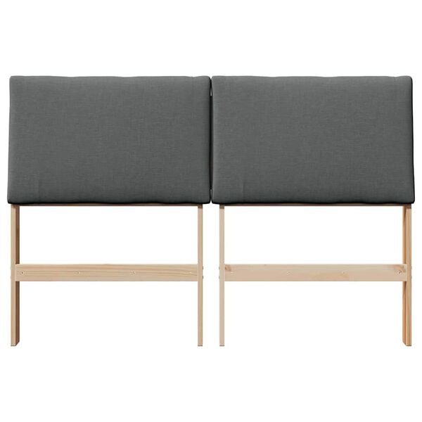 vidaXL Polstret sengegavl Mørkegrå 140 cm Massiv fyrretræ