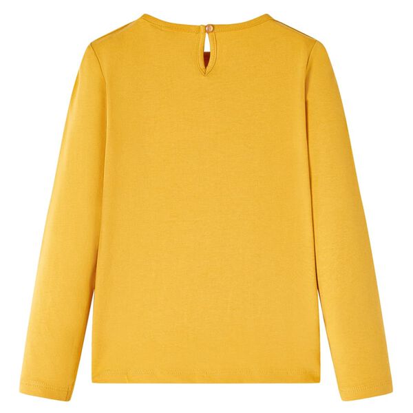 Langærmet T-shirt til børn str. 128 okkergul