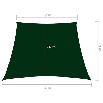 vidaXL solsejl 2/4x3 m trapezformet oxfordstof mørkegrøn