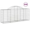 vidaXL buede gabionkurve 40 stk. 200x50x80/100 cm galvaniseret jern