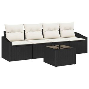 vidaXL Sofa S&aelig;t 5 stk. Sort og Cream polyrattan