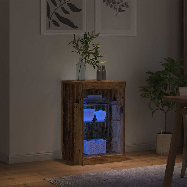 vidaXL LED Sideboard Gammelt tr&aelig; 41 x 37 x 67 cm Konstrueret tr&aelig;