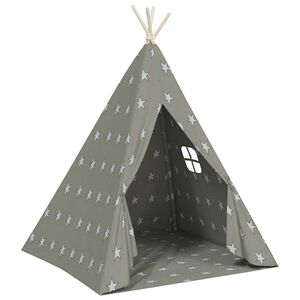 vidaXL tipi til b&oslash;rn 115x115x160 cm med b&aelig;repose polyester gr&aring;