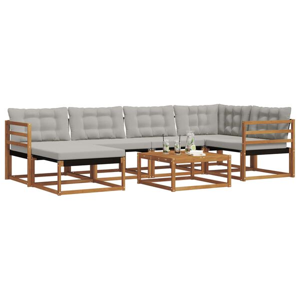 vidaXL Udend&oslash;rs sofagruppe 7 pcs Naturlig og Lys Gr&aring; Massivt Akacietr&aelig;