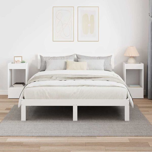 vidaXL Endebord 2 pcs Hvid 30 x 30 x 56 cm Konstrueret tr&aelig;