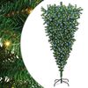 vidaXL Omvendt kunstigt forberedt juletr&aelig; med kugles&aelig;t Gr&oslash;n 210 cm PVC