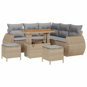 vidaXL Havesofa S&aelig;t 8 pcs Beige polyrattan