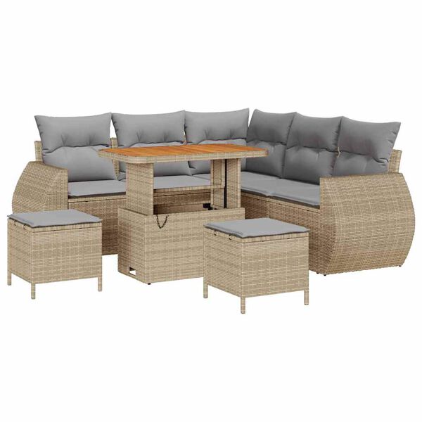 vidaXL Havesofa S&aelig;t 8 pcs Beige polyrattan