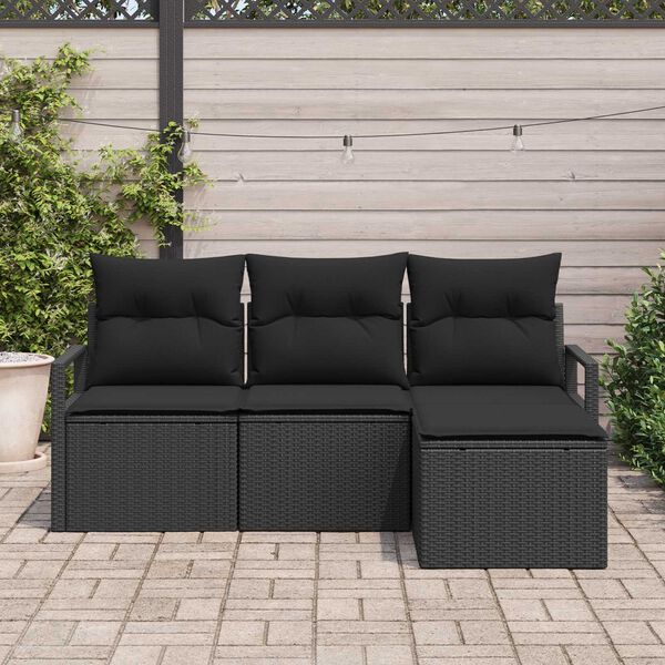 vidaXL Sofa Sæt 4 pcs Sort polyrattan