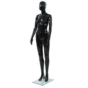 vidaXL mannequin kvinde fuld figur glassokkel sort h&oslash;jglans 175 cm