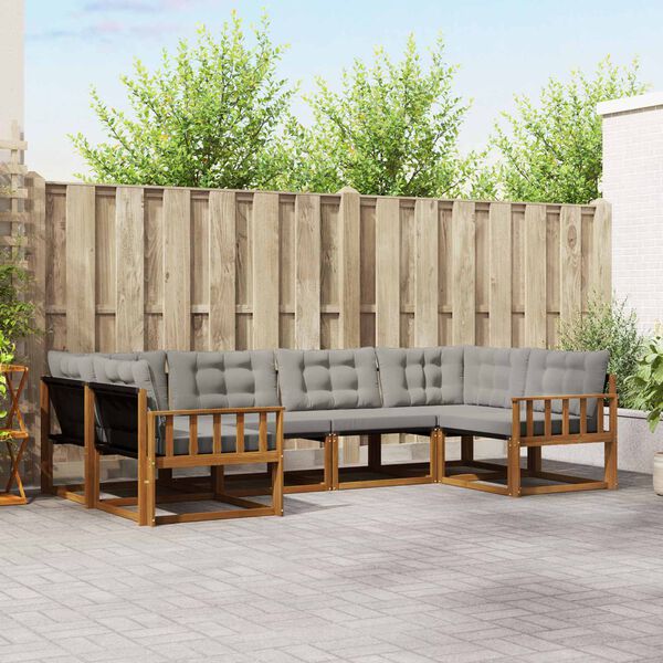 vidaXL Udend&oslash;rs sofagruppe med pude 6 pcs Naturlig og Lys Gr&aring;