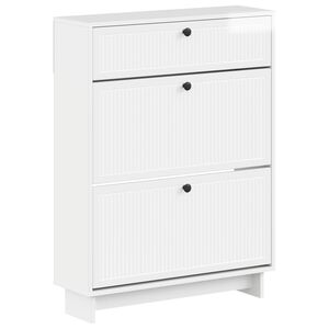 vidaXL Sko skab EDE 78 x 24 x 103 cm Konstrueret tr&aelig; Hvid h&oslash;jglans