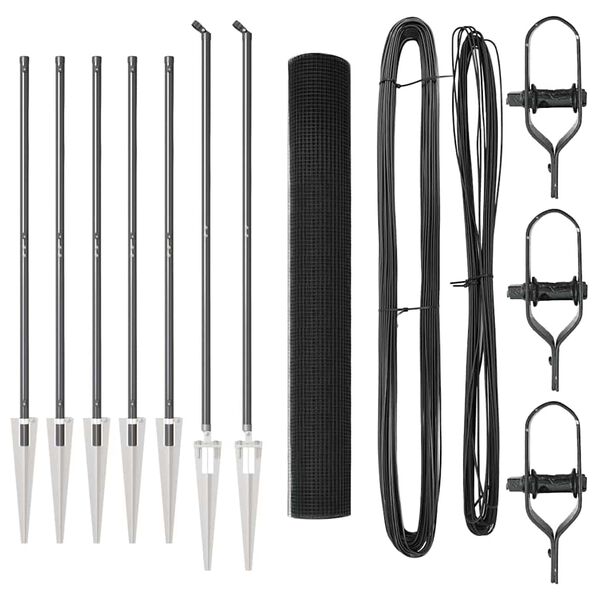 vidaXL Hegnsp&aelig;l Gr&aring; 10 x 1,2 m (16 x 16 mm net) St&aring;l og PVC