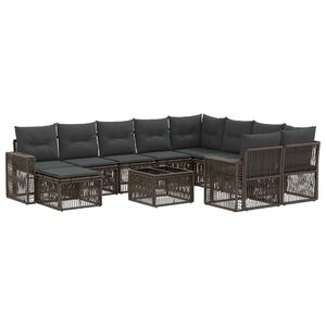 vidaXL Havesofa S&aelig;t 11 stk. Gr&aring; polyrattan