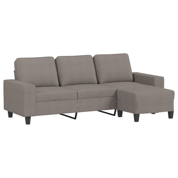 vidaXL 3-personers sofa med fodskammel 180 cm stof Gr&aring;brun