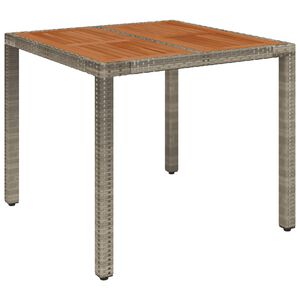 vidaXL havebord med tr&aelig;plade 90x90x75 cm polyrattan gr&aring;