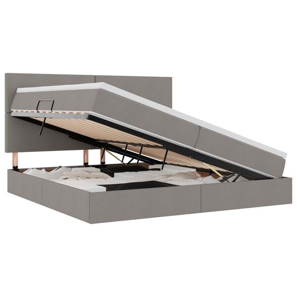 vidaXL Seng med opbevaring og madras Gr&aring;brun 200 x 200 cm Polyester