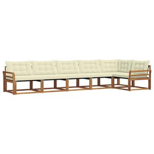 vidaXL Udend&oslash;rs sofagruppe med pude 6 pcs Naturlig og Fl&oslash;de