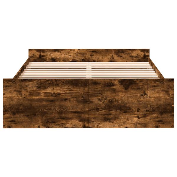 vidaXL sengeramme med skuffer 120x190 cm konstrueret tr&aelig; r&oslash;get eg