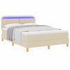 vidaXL LED Box Spring Bed med madras med LED Creme 140 x 190 cm Stof