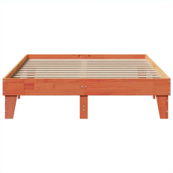 vidaXL sengeramme uden madras 150x200 cm massivt fyrretræ gyldenbrun