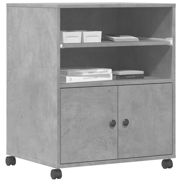 vidaXL printerstativ med hjul 60x48x74 cm betongrå