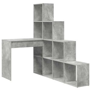 vidaXL Hj&oslash;rneskrivebord med hylde Beton Gr&aring; 101,5 x 149,5 x 149,5 cm