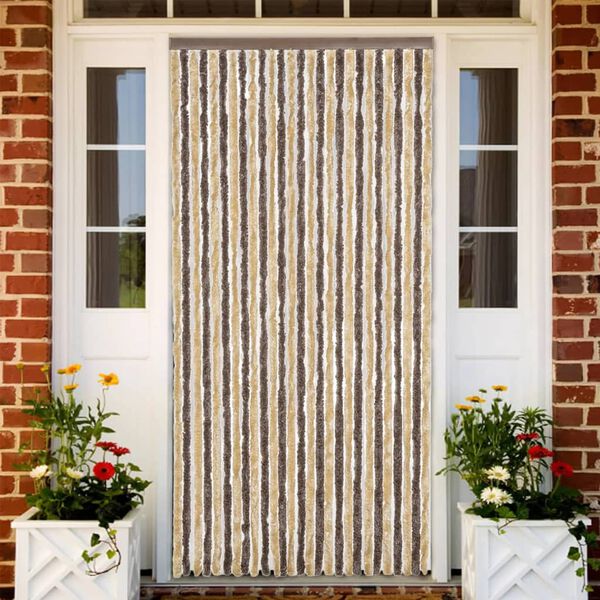 vidaXL flueforh&aelig;ng 118x220 cm chenille m&oslash;rkebrun og beige
