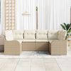 vidaXL Havesofa S&aelig;t med pude 6 pcs Beige og hvid Poly rattan