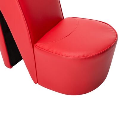vidaXL stol højhælet sko-design kunstlæder rød