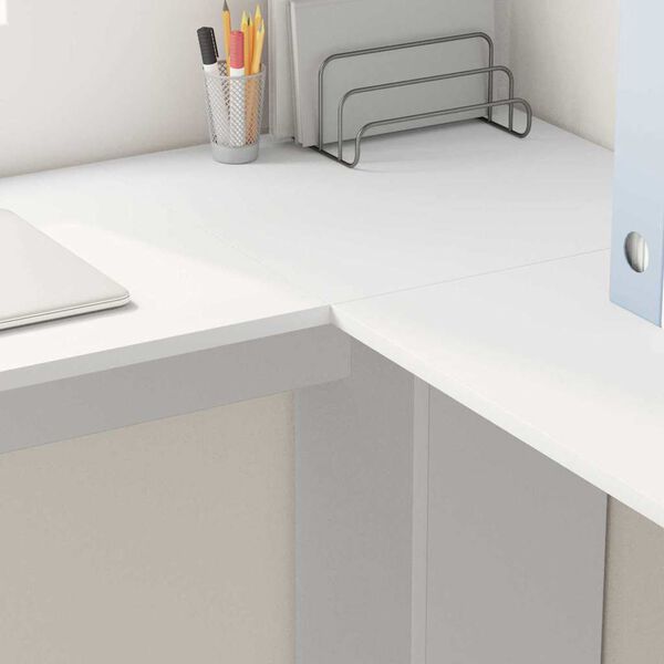 vidaXL Hjørneskrivebord med opbevaring Hvid 140 x 113,5 x 75 cm