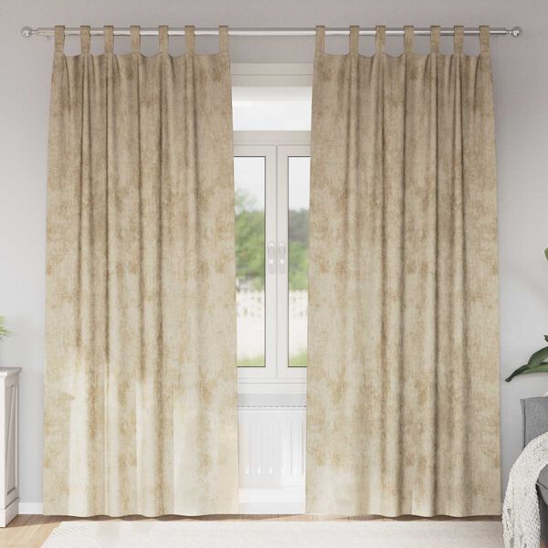 vidaXL Velour Gardiner med gardiner 2 pcs Creme 225 x 140 cm Fl&oslash;jl