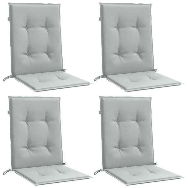 vidaXL stolehynder med lav ryg 4 stk. 100x50x4 cm stof lysegr&aring;