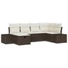 vidaXL Havesofa S&aelig;t med pude 6 pcs Brun polyrattan