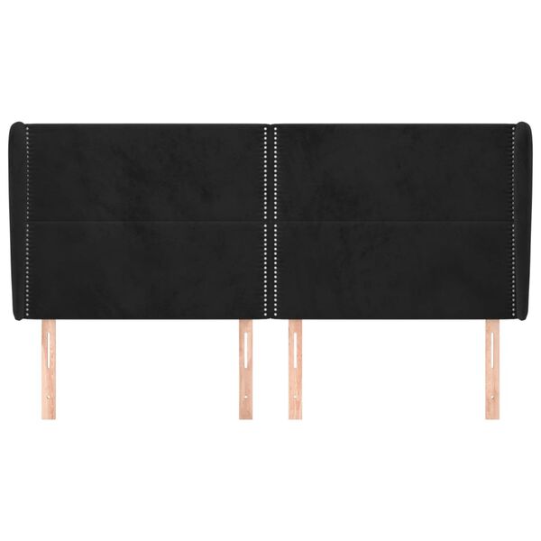 vidaXL sengegavl med kanter 183x23x118/128 cm fl&oslash;jl sort