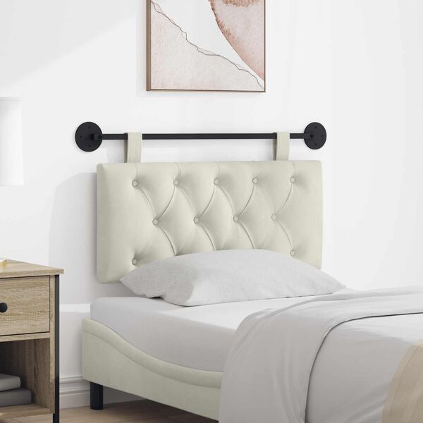 vidaXL H&aelig;ngende Hovedgavl V&aelig;gmonteret Creme 100 x 55 x 7 cm Fl&oslash;jl