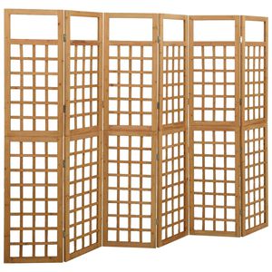vidaXL 6-panels rumdeler/espalier 242,5x180 cm massivt grantr&aelig;