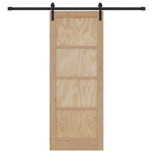 vidaXL Skyded&oslash;r Naturlig og sort 78 x 202 cm Massiv fyrretr&aelig;