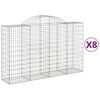 vidaXL buede gabionkurve 8 stk. 200x50x120/140 cm galvaniseret jern