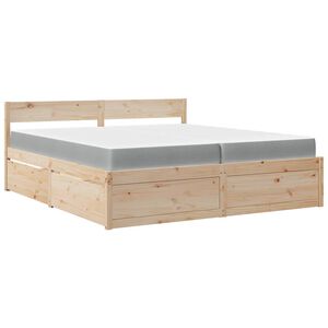 vidaXL seng med skuffer og madras 200x200 cm massivt fyrretr&aelig;