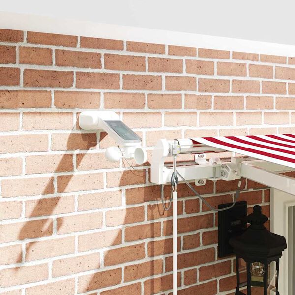 vidaXL Utr&aelig;kkelig Markise R&oslash;d og Hvid 400 &times; 300 cm Polyester og metal