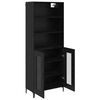 vidaXL Highboard med skuffe Sort eg 69,5 x 34 x 180 cm Konstrueret tr&aelig;