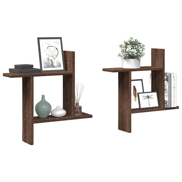 vidaXL v&aelig;ghylder 2 stk. 50x12x50 cm konstrueret tr&aelig; brun egetr&aelig;sfarve