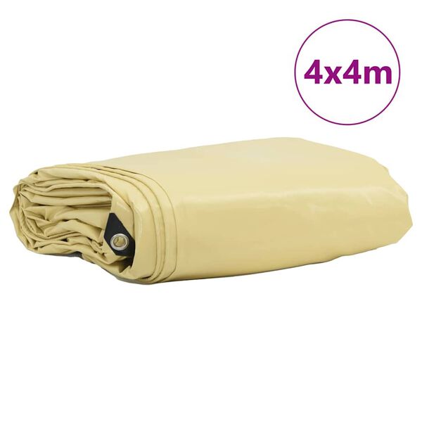 vidaXL Tarpaulin 650g / m&sup2; Beige 4 x 4 m L&aelig;rred med PVC-bel&aelig;gning