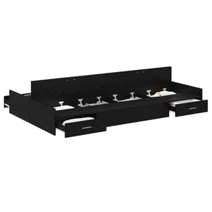vidaXL Seng med opbevaring Sort eg 120 x 190 cm Konstrueret tr&aelig;