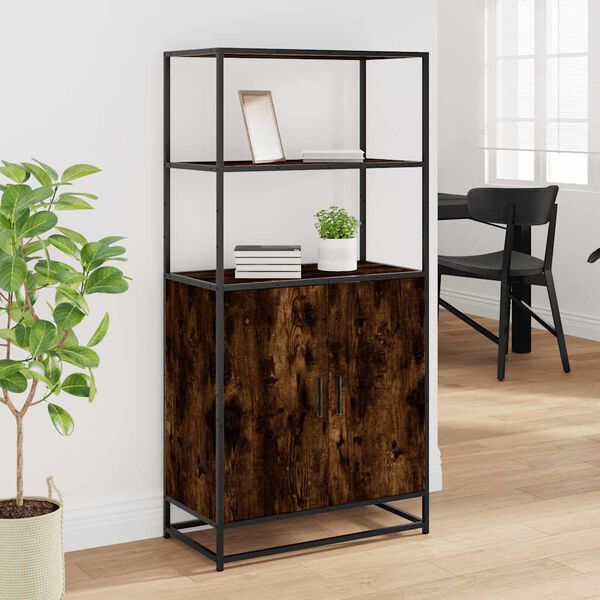 vidaXL skab sonoma-eg 68x35x139 cm konstrueret træ og metal