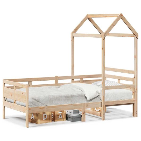 vidaXL daybed med tag 90x190 cm massivt fyrretræ