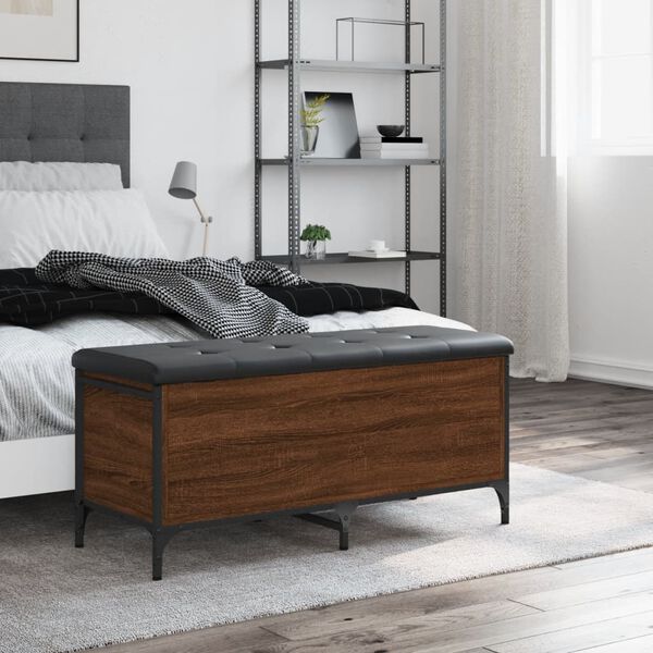 vidaXL opbevaringsb&aelig;nk 102x42x45 cm konstrueret tr&aelig; brun egetr&aelig;sfarve