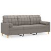 vidaXL 3-personers sofa med pyntepuder 180 cm stof gr&aring;brun