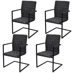 vidaXL spisebordsstole med cantilever 4 stk. kunstl&aelig;der sort